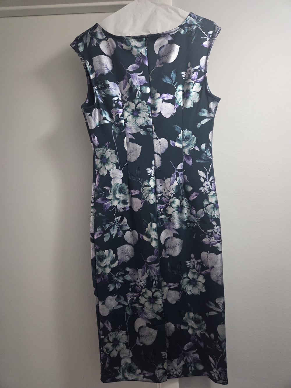 FNew York & Company Navy Floral Midi Dress with Mint and Lavender Accents
